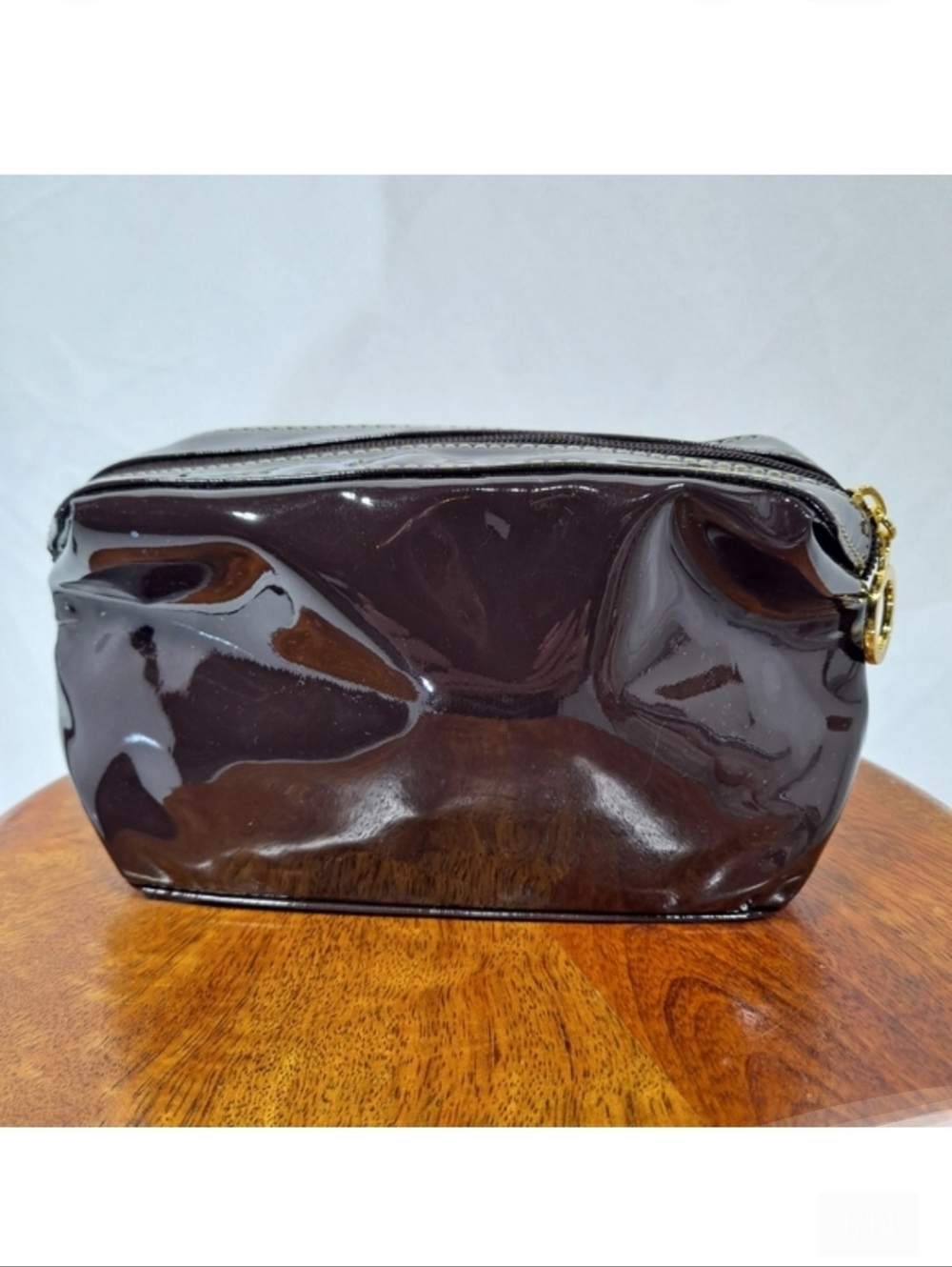 Estee Lauder Chocolate Brown Vinyl Makeup Bag